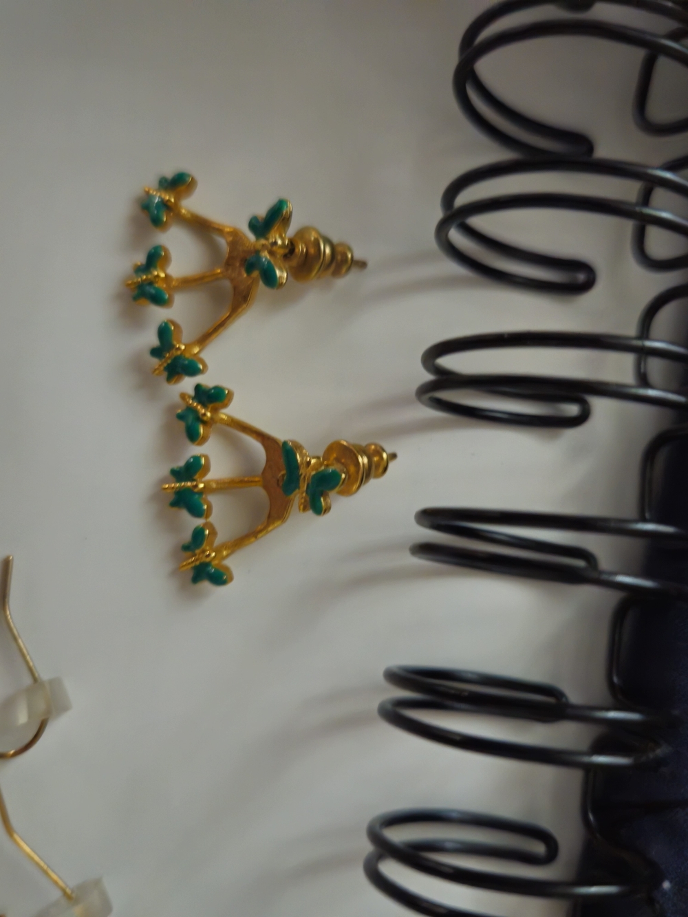 Gold-Tone Green Floral Chandelier Earrings